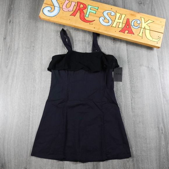 Hurley Dresses & Skirts - Womens Hurley Hermosa Dress Black Ruffle Adjustable Strap Zipper Back Size Large